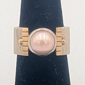 Silpada R0714 Pink Pearl Ring | Sterling Silver & Gold Filled | Size 6